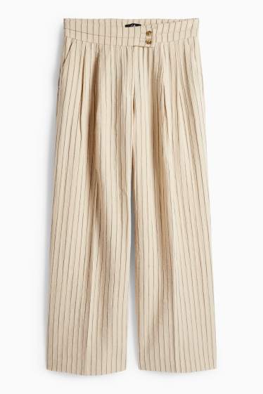 Femei - Pantaloni de stofă - talie medie - wide leg - structurați - negru / nej