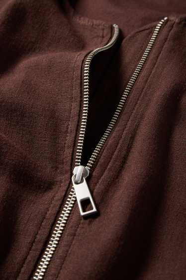 Dámské - Blouson s lněným podílem - tmavohnědá