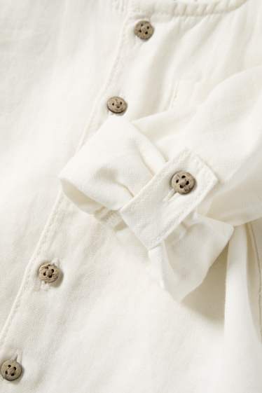 Baby Buben - Baby-Outfit mit Leinen-Anteil - blau / cremefarben