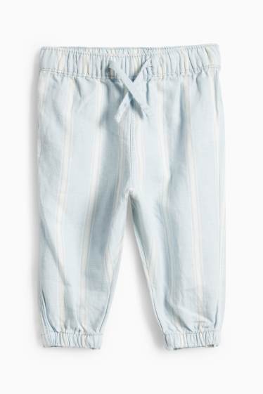 Baby Buben - Baby-Outfit mit Leinen-Anteil - blau / cremefarben