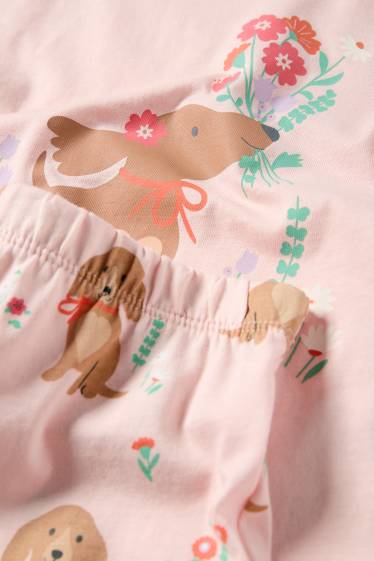 Kinderen: meisjes - Teckel - shortama - 2-delig - roze