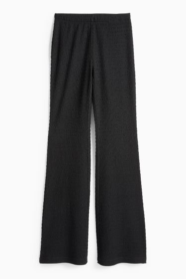 Damen - Flared Leggings - strukturiert - schwarz