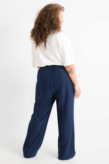 Dona - Pantalons de tela - high waist - relaxed fit - blau fosc