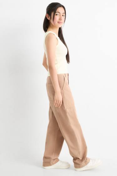 Bambine - Pantaloni di stoffa - marrone chiaro