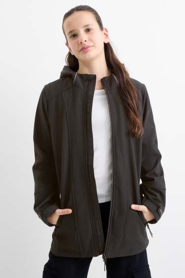 Copii - Fete - Geacă softshell cu glugă - impermeabilă - negru