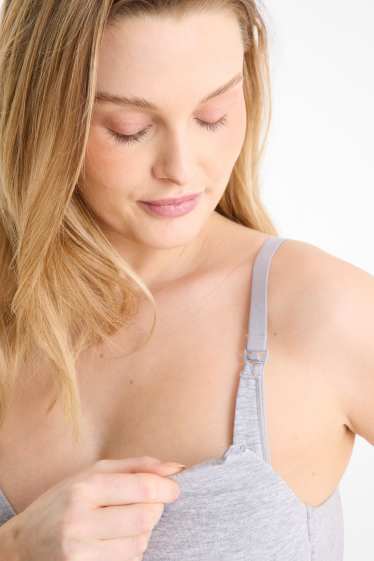 Dámské - Kojící podprsenka bez kostic - s vycpávkami - šedá