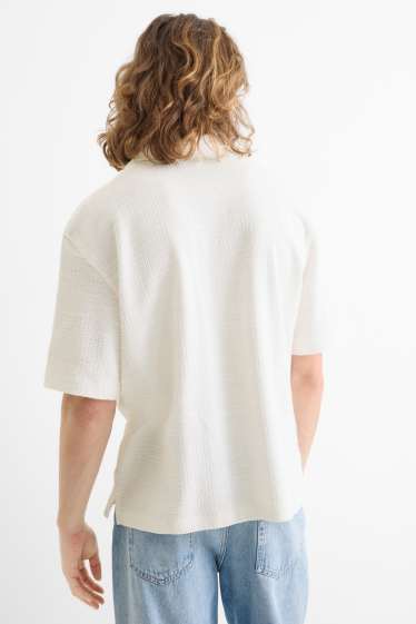 Men - Shirt - relaxed fit - lapel collar - textured - white