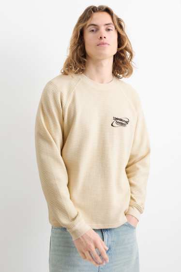 Hommes - Haut à manches longues - relaxed fit - finition texturée - blanc crème