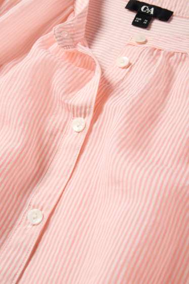 Women - Blouse - striped - coral