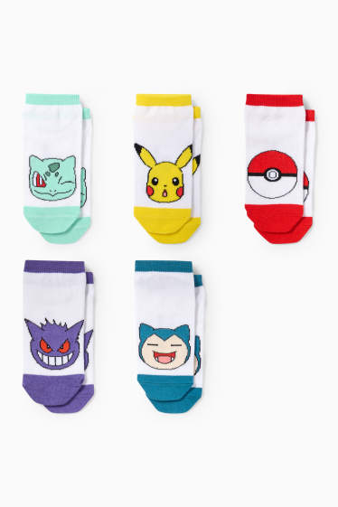 Kinder Jungen - Multipack 5er - Pokémon - Sneakersocken mit Motiv - bunt