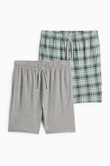 Herren - Multipack 2er - Pyjama-Shorts - grün / grau