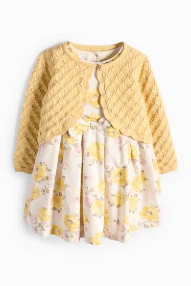 Nadó nena - Floretes - conjunt per a nadó - 2 peces - festiu - blanc/groc