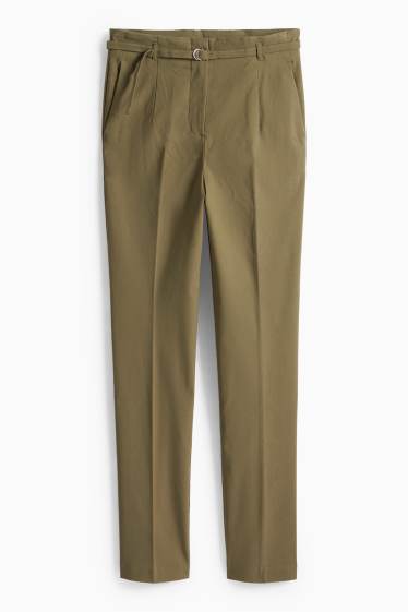 Dames - Pantalon met riem - high waist - slim fit - groen