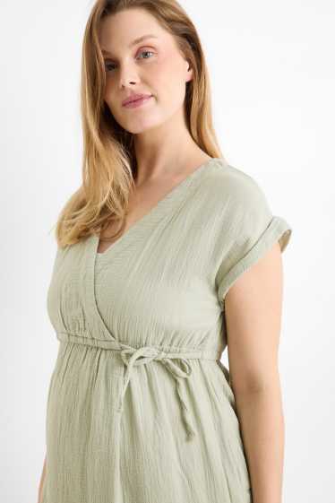 Dames - Voedingsblouse van mousselinestof - lichtgroen