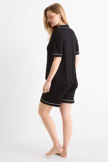 Women - Short viscose maternity pyjamas - black