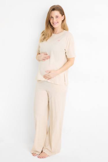 Damen - Still-Pyjama - hellbeige