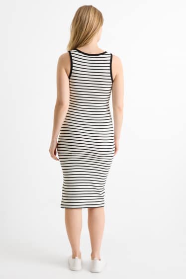 Damen - Still-Bodycon-Kleid - gerippt - gestreift - schwarz / weiss