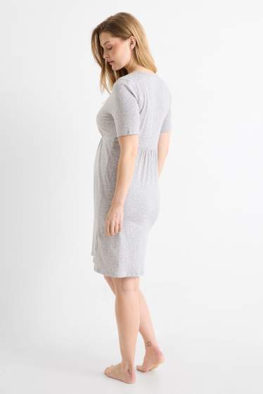 Dámské - Kojící noční košile - puntíkovaná - světle šedá