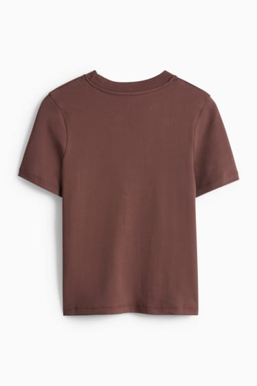 Women - T-shirt - slim fit - dark brown
