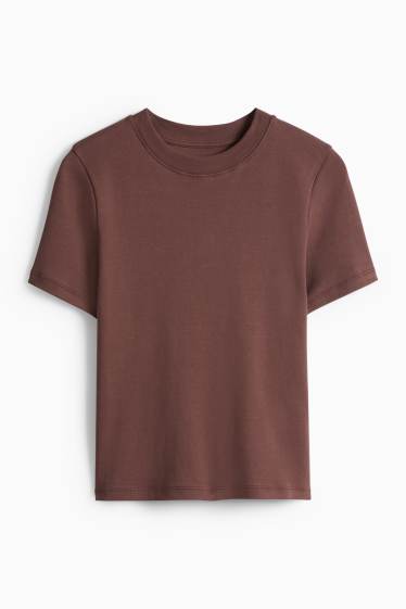 Women - T-shirt - slim fit - dark brown