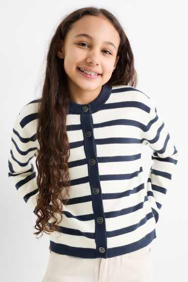 Bambine - Cardigan - a righe - blu scuro / bianco crema