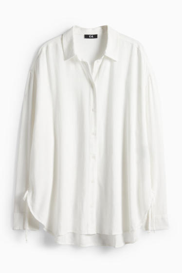 Femmes - Chemisier contenant du lin - blanc