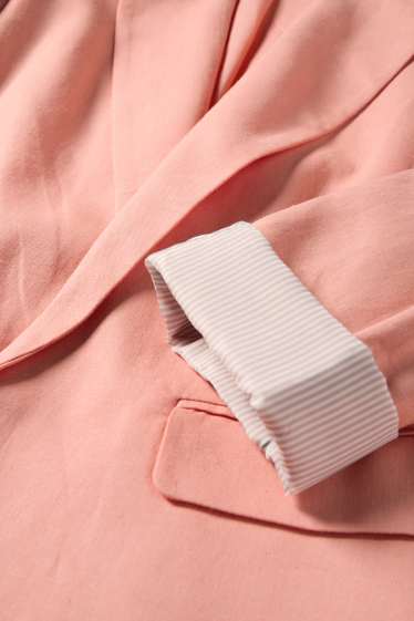 Femmes - Blazer long - regular fit - lin mélangé - corail