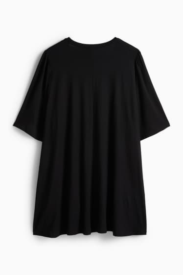 Femei - Tricou cu decolteu în V - negru