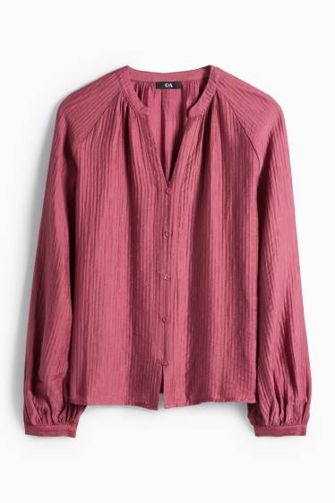 Femmes - Chemisier avec encolure en V - rouge foncé