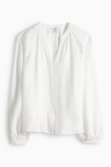 Femmes - Chemisier avec encolure en V - blanc