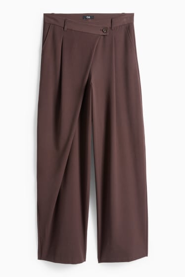Femmes - Pantalon de toile - mid waist - barrel leg - marron