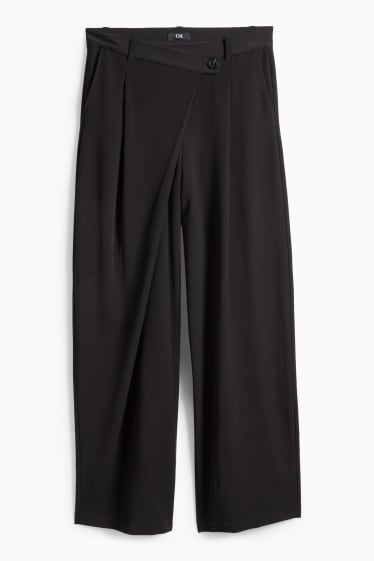 Femmes - Pantalon de toile - mid waist - barrel leg - noir