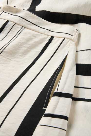 Femmes - Pantalon en toile - high waist - wide leg - à motif - noir / beige