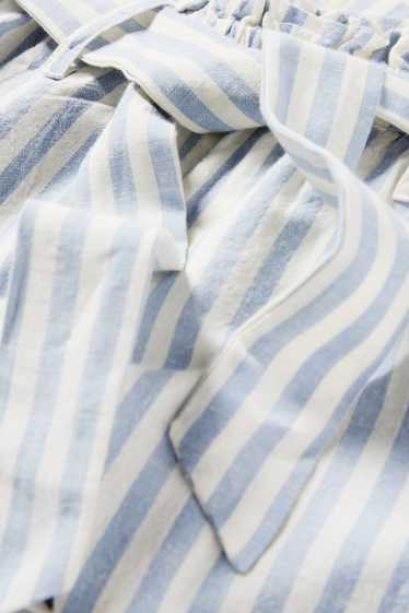 Children Girls - Cloth trousers - wide leg - striped - blue / creme