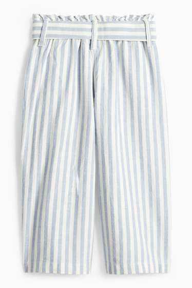 Children Girls - Cloth trousers - wide leg - striped - blue / creme