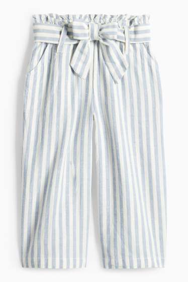Children Girls - Cloth trousers - wide leg - striped - blue / creme