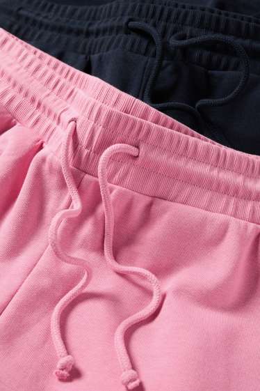 Damen - Multipack 2er - Sweatshorts - schwarz / rosa