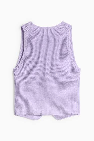 Women - Knitted waistcoat - ribbed - purple
