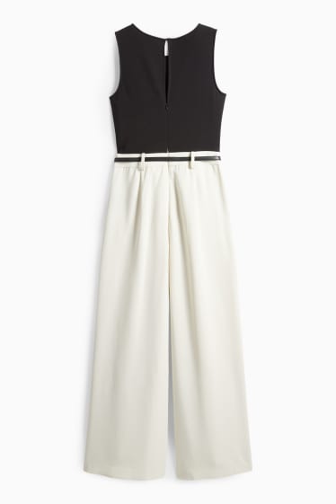 Donna - Tuta con cintura - nero / beige
