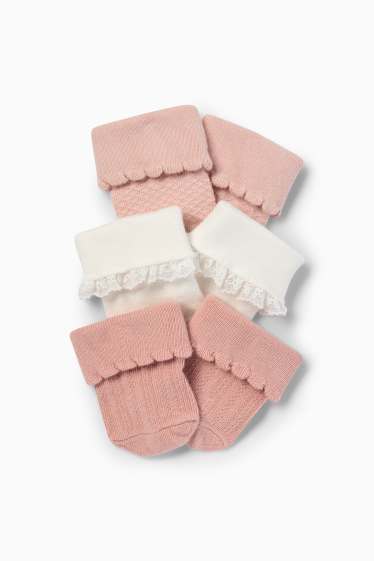 Baby Girls - Newborn socks - white / rose