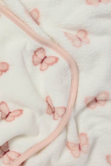 Baby Mädchen - Schmetterling - Baby-Decke - 95 x 95 cm - weiß / rosa