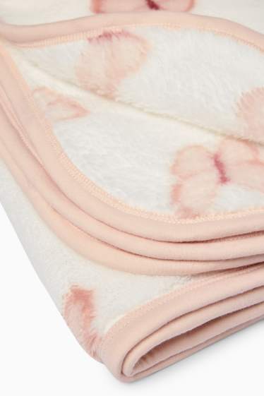 Baby Mädchen - Schmetterling - Baby-Decke - 95 x 95 cm - weiß / rosa