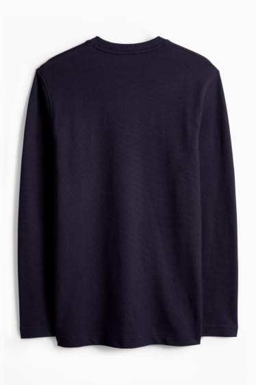 Home - Samarreta de màniga llarga - regular fit - texturada - blau fosc