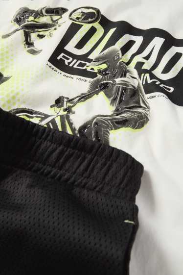 Bambini - BMX - set - t-shirt e shorts - 2 pezzi - bianco / nero