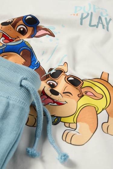 Enfants garçons - La Pat’ Patrouille - ensemble - T-shirt et short en molleton cargo - blanc / bleu