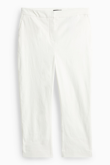 Dámské - Capri kalhoty - mid waist - slim fit - krémově bílá