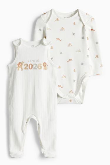 Unisex - Wildtiere - Strampler-Set - 2 teilig - weiss