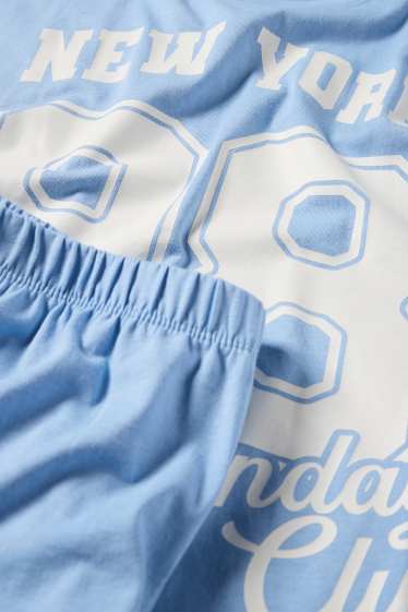Kinderen: meisjes - New York - shortama - 2-delig - lichtblauw