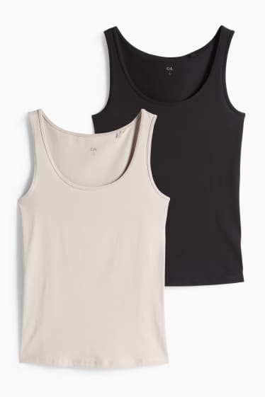 Dona - Paquet de 2 - samarreta de tirants  - gris/negre