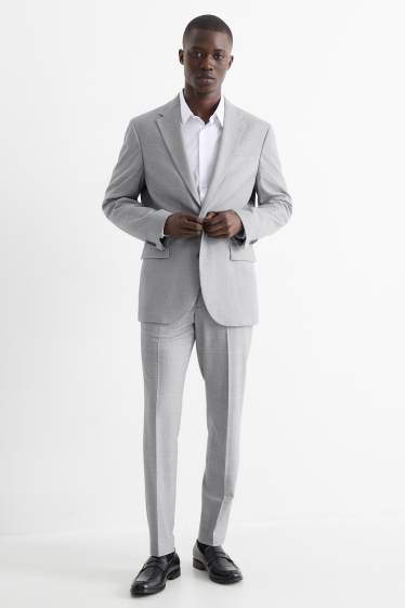 Herren - Baukasten-Hose - Slim Fit - Flex - kariert - hellgrau